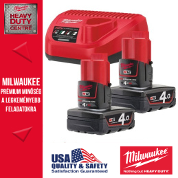 Milwaukee M12 NRG-402 M12 NRG szett (2 x 4,0 Ah akkumulátor és C12 C töltő)